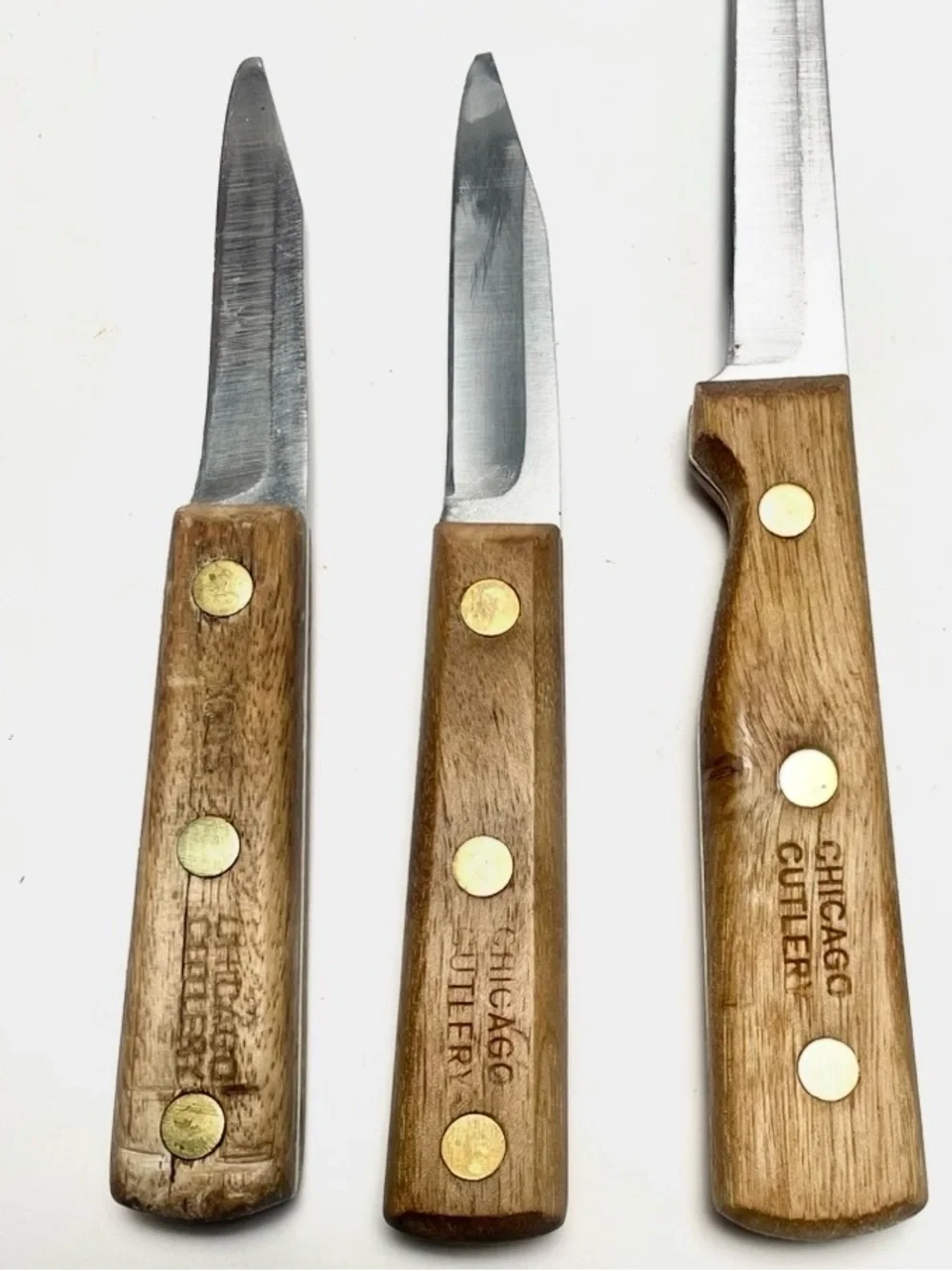 Vintage Chicago Cutlery 10 Piece Kitchen Knife, Fork & Block Set Walnut USA